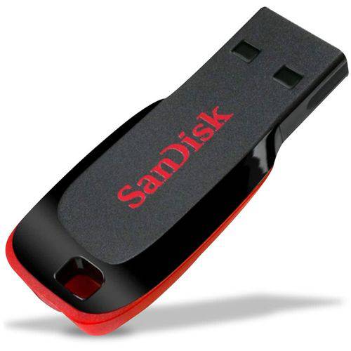 Pen Drive 16GB Sandisk Cruzer Blade Preto e Vermelho