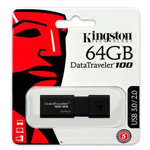 Pen Drive 64gb Usb 3.1 Kingston - Dt100g3/64gb
