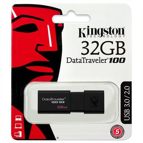 Pen Drive Datatraveler 100 G3 32gb Usb 3.0 Preto Kingston