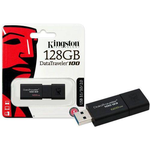 Pen Drive Kingston 128gb Datatraveler 100 128gb Generation 3 USB 3.0 Dt100g3