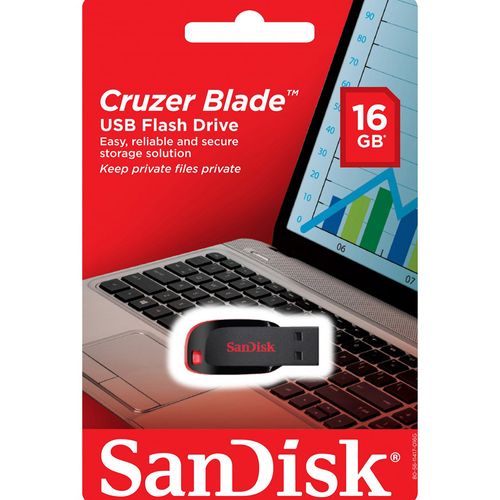 Pen Drive SanDisk 16GB Cruzer Blade USB 2.0 SDCZ50-016G-B35 0374