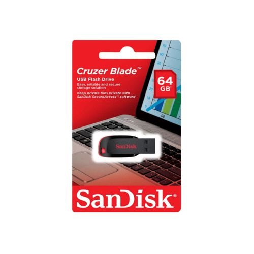 Pen Drive SanDisk 64GB Cruzer Blade USB 2.0 SDCZ50-064G-B35 1157
