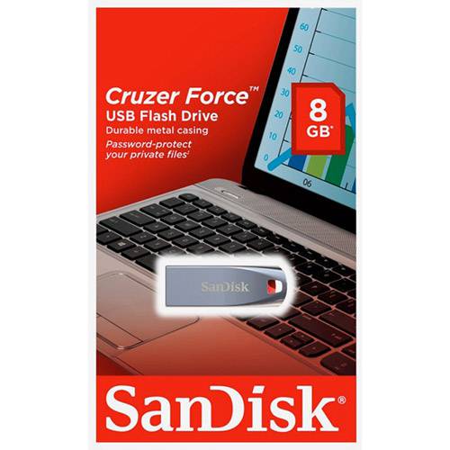 Pen Drive Sandisk 8gb Cruzer Force/Metal