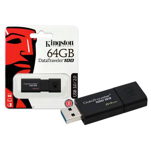 Pen Drive USB 3.0 Kingston Dt100g3/64gb