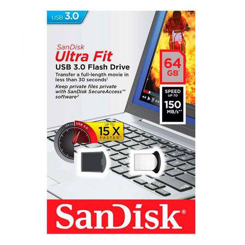 Pen Drive USB 3.0 Ultra Fit 64gb (z43) Sandisk