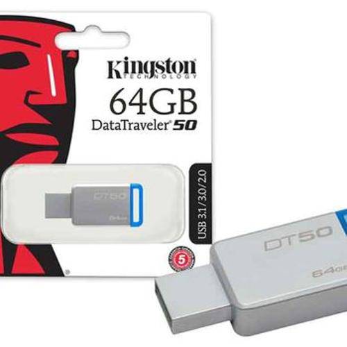 Pen Drive USB 3.1 Kingston Dt50/64gb Datatraveler 50 64gb Metal Azul