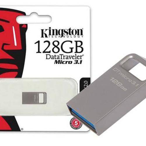 Pen Drive USB 3.1 Kingston DTMC3/128GB Datatraveler Micro 3.1 128GB Prata Metal
