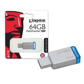 Pendrive 64GB USB 3.1 Kingston DT50/64GB Datatraveler 50 Metal Azul