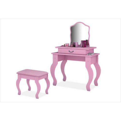 Penteadeira com Banqueta e Espelho Dubai Rosa - Móveis Lupi