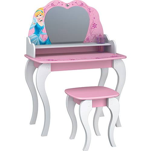Penteadeira Infantil com Banqueta Princesas Disney Star 3A Branco e Rosa - Pura Magia