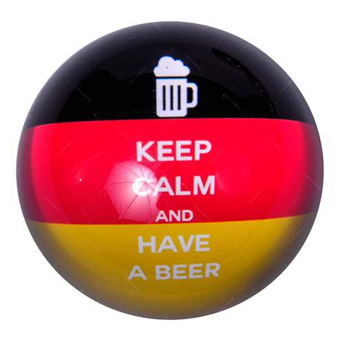 Peso de Papel Alemanha Keep Calm And Have a Beer em Vidro - 8x4 Cm