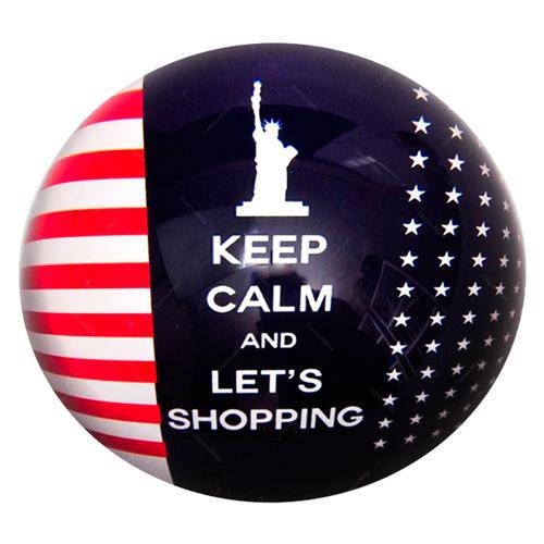 Peso de Papel Estados Unidos Keep Calm And Lets Shopping em Vidro - 8x4 Cm