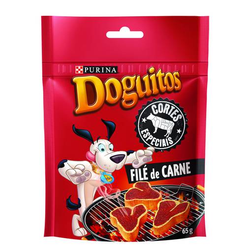 Petisco Doguitos Cortes Especiais para Cães Adultos e Filhotes Sabor Carne - 65g