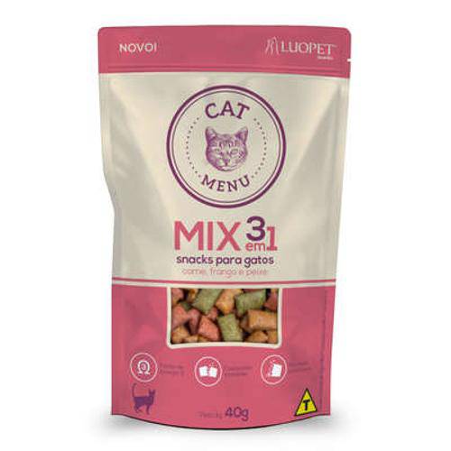 Petisco Luopet Cat Menu Mix 3 em 1 para Gatos - 40 G
