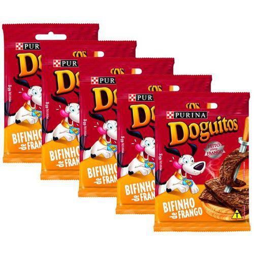 Petisco Nestlé Purina Doguitos Frango para Cães 65g Kit com 05 Unidades