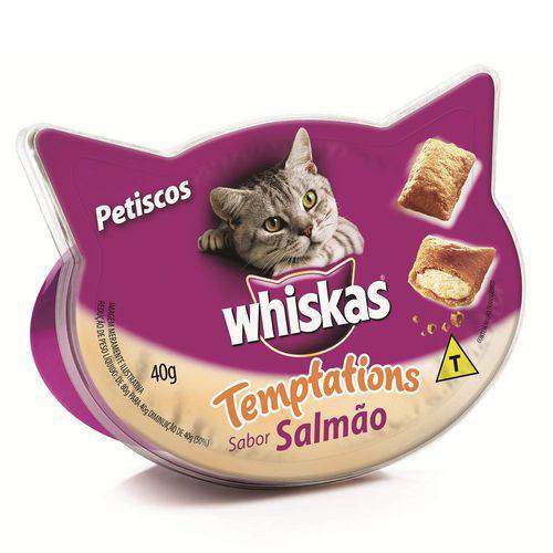 Petisco Whiskas Temptations para Gatos Adultos e Filhotes Sabor Salmão 40g