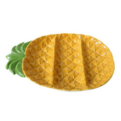 Petisqueira Bandeja Decorativa Cerâmica Pineapple Amarela Urban