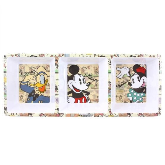 Petisqueira em Melamina Retangular 3 Divisórias Galera Mickey Disney