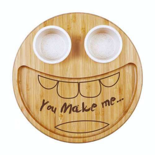 Petisqueira Smile Madeira de Bambu para Casal Tábua com Ramekins