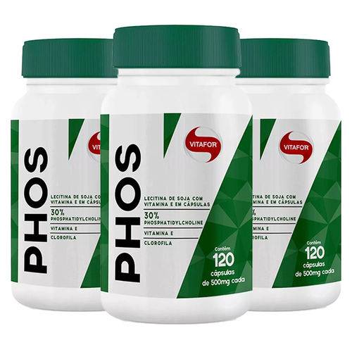 PHOS (Lecitina de Soja) - 3x 120 Cápsulas - Vitafor