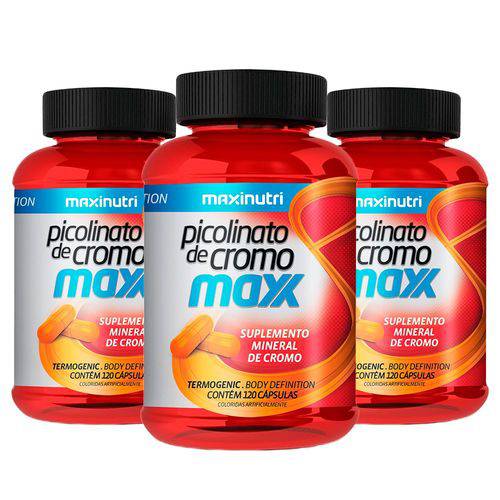 Picolinato de Cromo Maxx - 3X 120 Cápsulas - Maxinutri