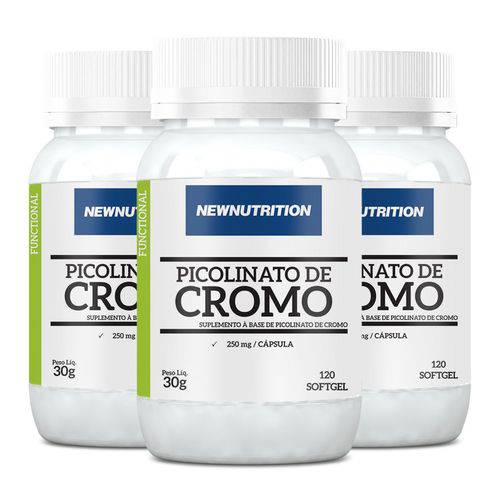Picolinato de Cromo - 3 Un de 120 Cápsulas - NewNutrition
