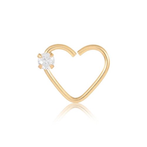 Piercing de Orelha Anti-Helix em Ouro 18k Coração com Zircônia 024003690092