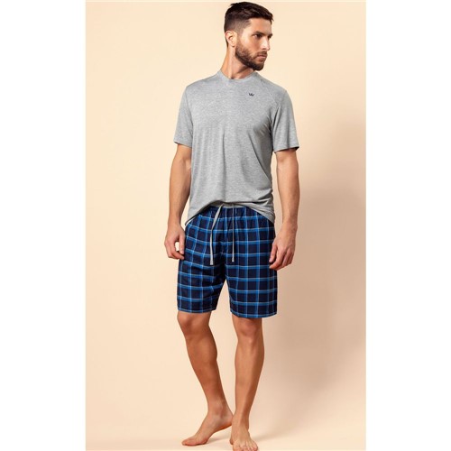 Pijama 9277 Masculino Blusa com Bermuda Xadrez P
