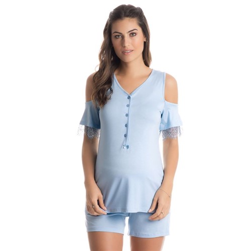 Pijama Algodão Doce Azul/P