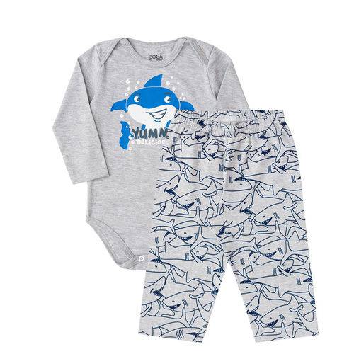 Pijama Body e Calça Tubarão Boca Grande