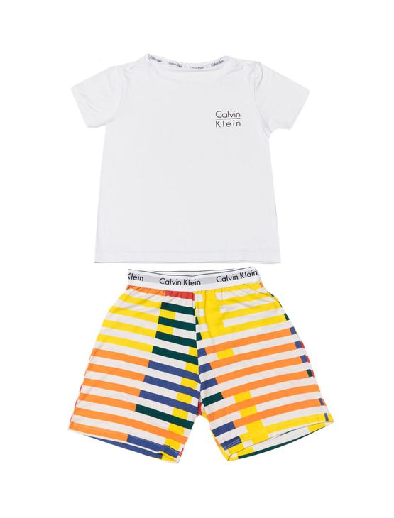 Pijama Calvin Klein Underwear Camiseta e Bermuda Modern Cotton Listras Branco - 4/6