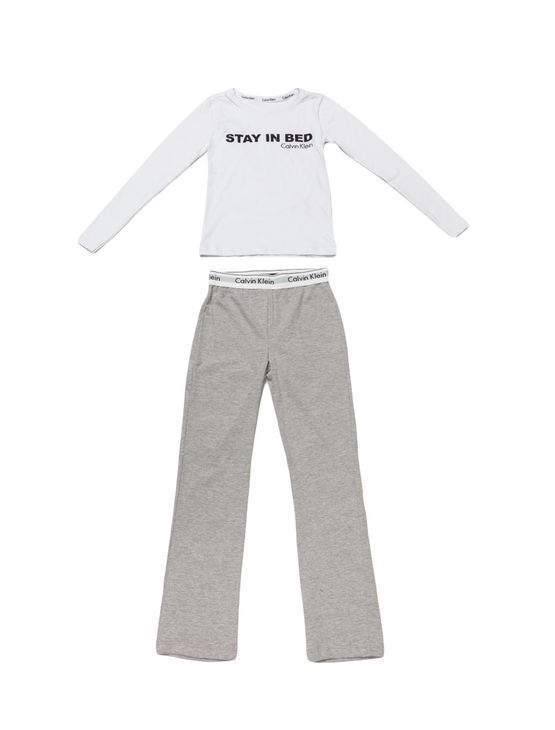 Pijama Calvin Klein Underwear Camiseta Manga Longa e Calça de Meia Malha Mescla - 43255