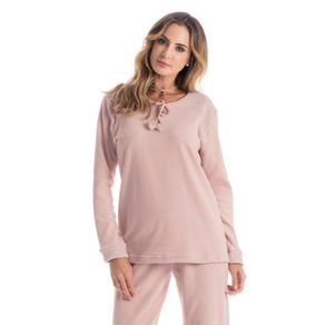 Pijama Citrino Longo Rosa Envelhecido/G