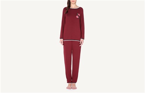 Pijama Comprido em Felpa Micromodal e Bombazine - Vermelho M
