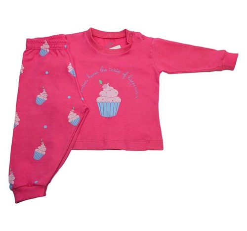 Pijama Cupcake Rosa Escuro 3 a 6 M