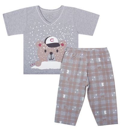 Pijama Curto em Malha Amigo Urso - Cara de Criança