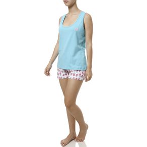 Pijama Curto Feminino Branco/azul P