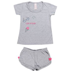 Pijama Curto Infantil para Menina - Cinza 6