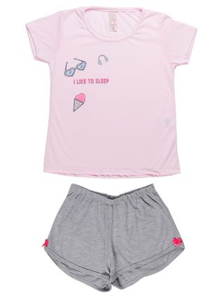Pijama Curto Infanto Juvenil para Menina - Rosa