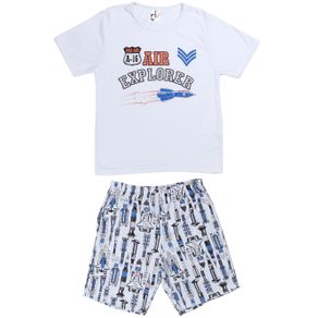Pijama Curto Infanto Juvenil para Menino - Branco 10