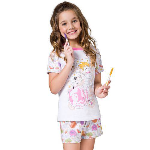 Pijama Curto Kids Feminino - para Colorir