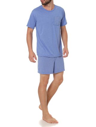 Pijama Curto Masculino Azul