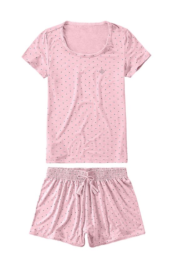 Pijama Curto Tropical Feminino Malwee Liberta Rosa Claro - G