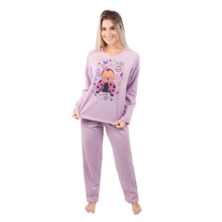 Pijama Feminino Longo de Moletinho Lilás / P