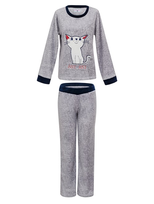 Pijama French Cat Cinza PP