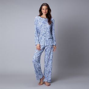 Pijama Longo Aberto Malha Cleo