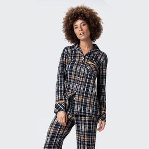 Pijama Longo Abertura Frontal Tricot Oxford Pijama Longo Abertura Frontal Tricot Oxford