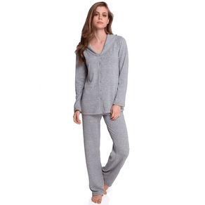 Pijama Longo Abotoamento Tricot Mariela