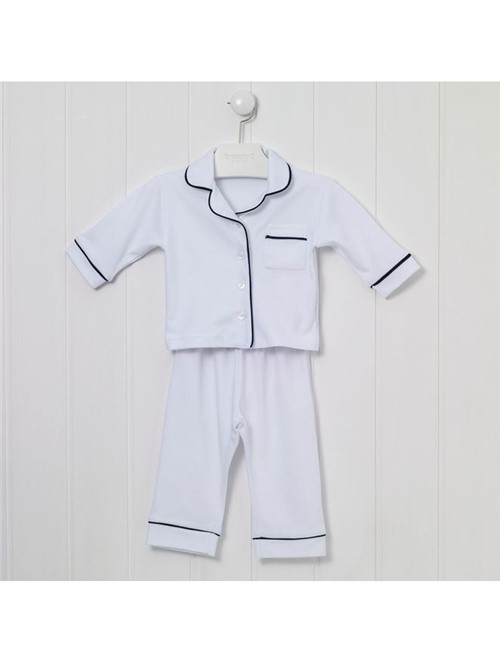 Pijama Longo Baby Marcelinha - Branco-azul Marinho - P