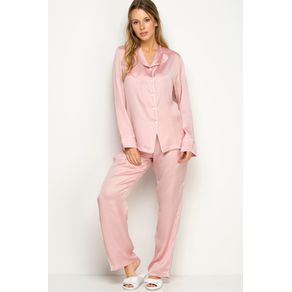 Pijama Longo C/ Gola e Vivos - Young Pink J23 Gg